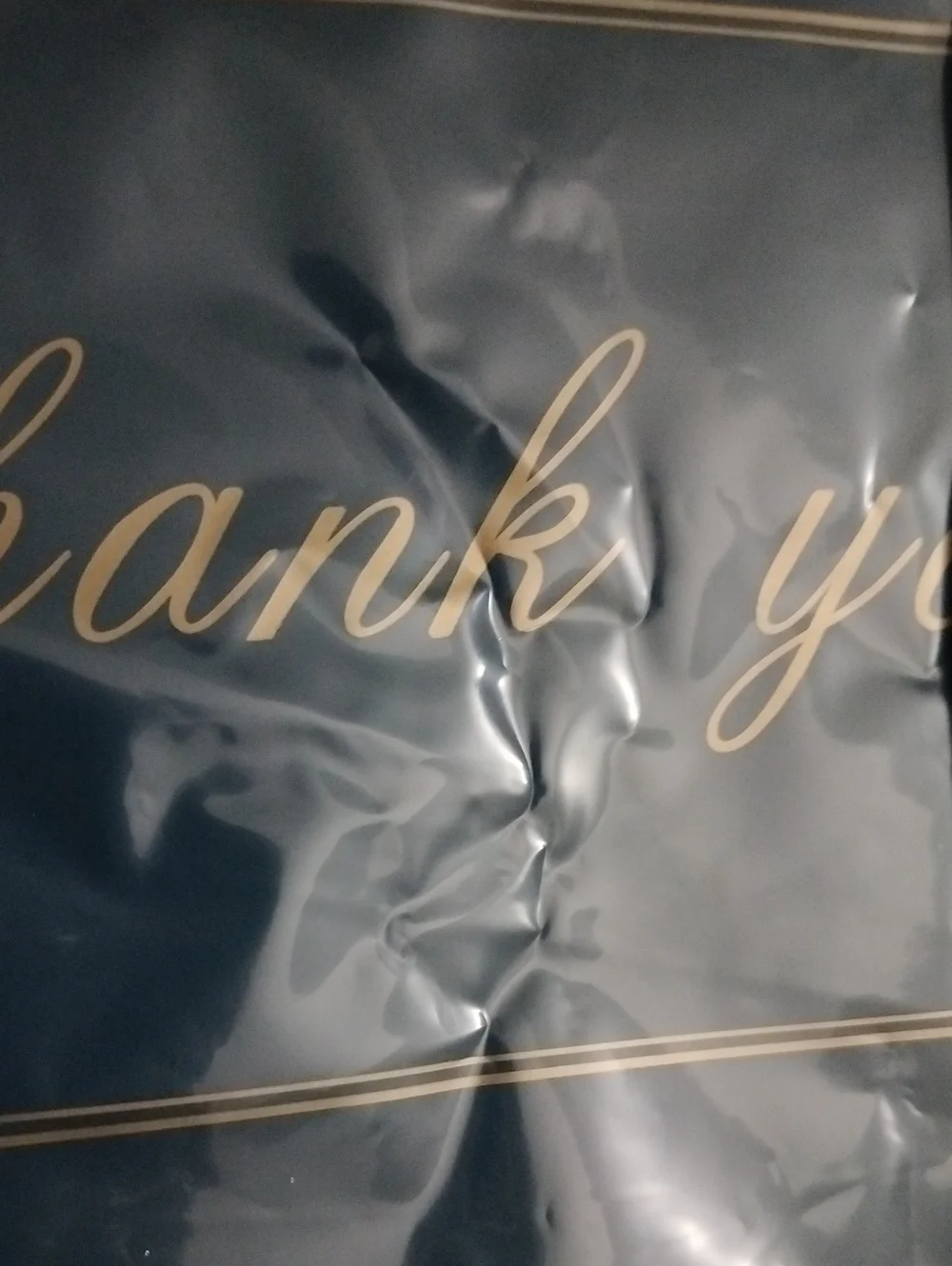 Thank You Boutique PVC Shopping Bags Party Guests Blue Gold, Bulk 40 Pcs *AS IS*